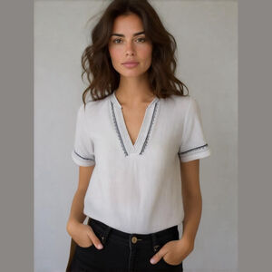 St. John's Bay Embroidered Short Sleeve Top Size S